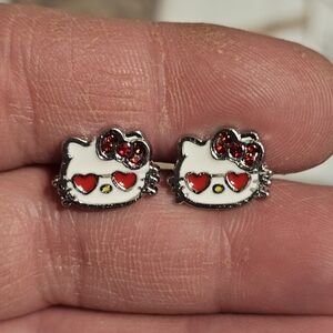 Sterling Silver Plated Hello Kitty Earring Studs